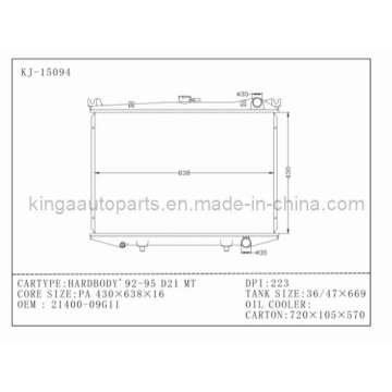 Radiador de automóvel de alta qualidade para Honda Hardbody 92-95 D21